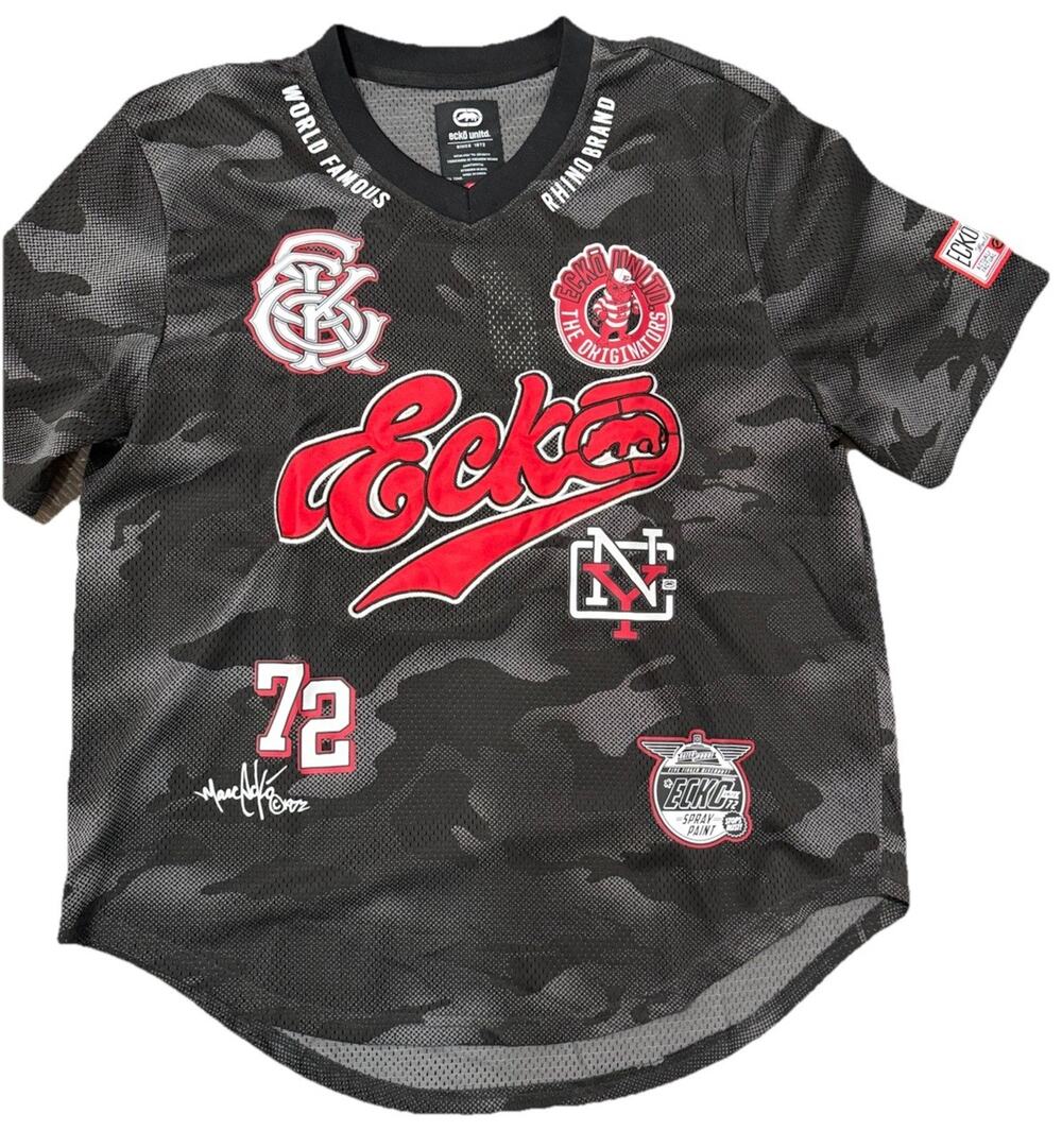 NWT MARC ECKO Men’s Black World Famous Rhino Brand 72 Jersey Shirt Size Large